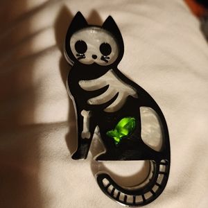 Skeleton Kitty Brooch